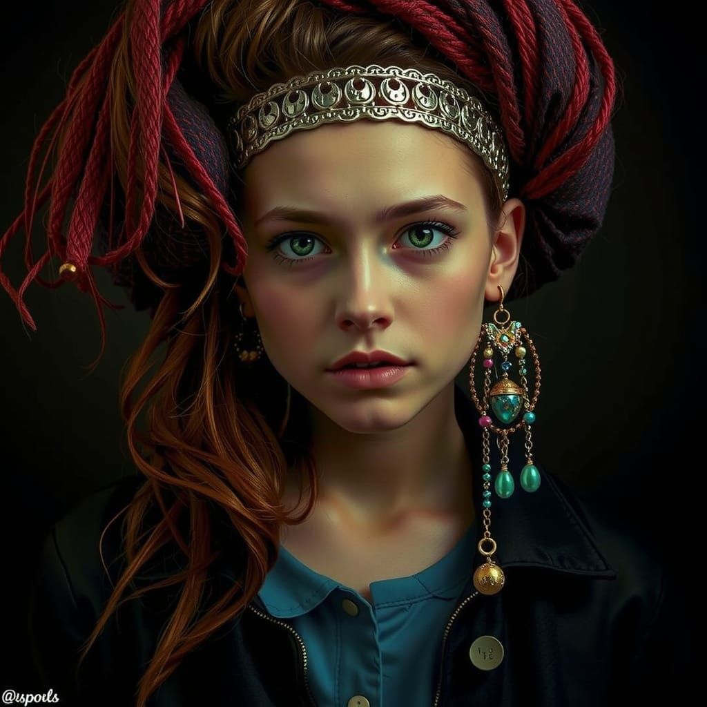 Sad Woman Alone in Crowd Ultra Realistic