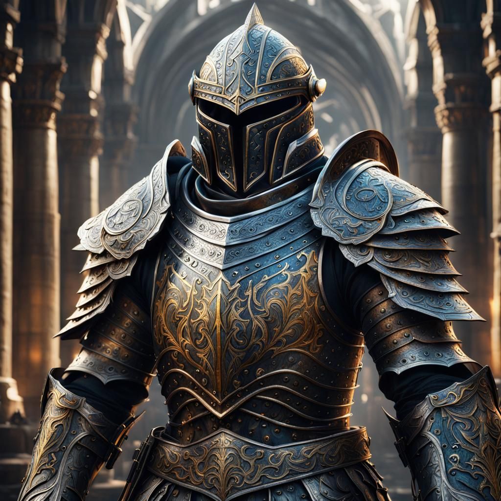 Damascus Steel Fantasy Armor: Detailed Matte Painting