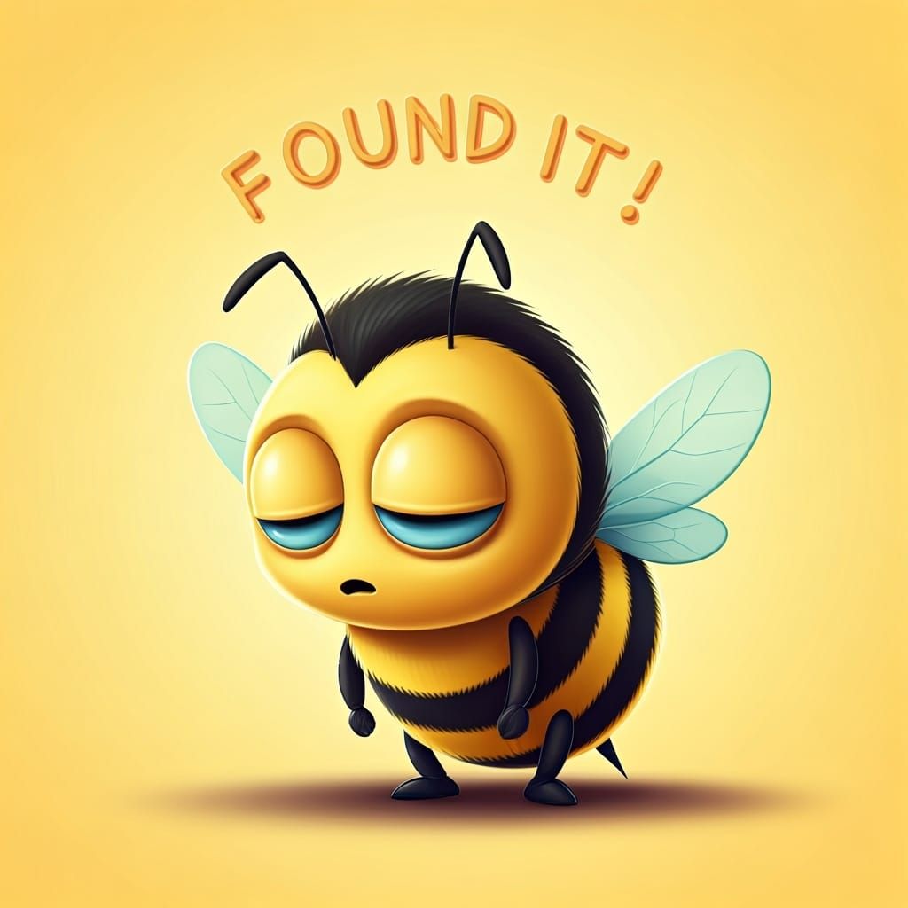 Cartoon Bumblebee with Text in Cute Style