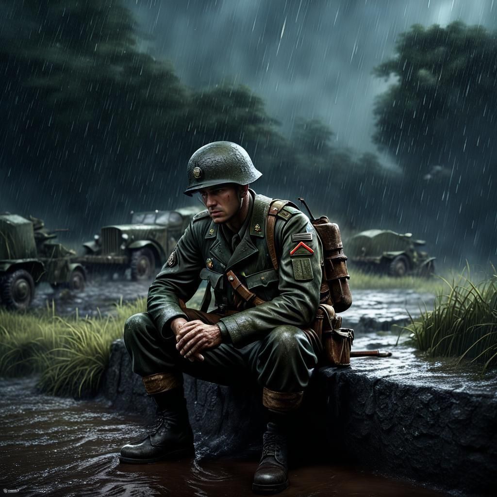 WWII Soldier's Introspection: Cinematic 3D Render