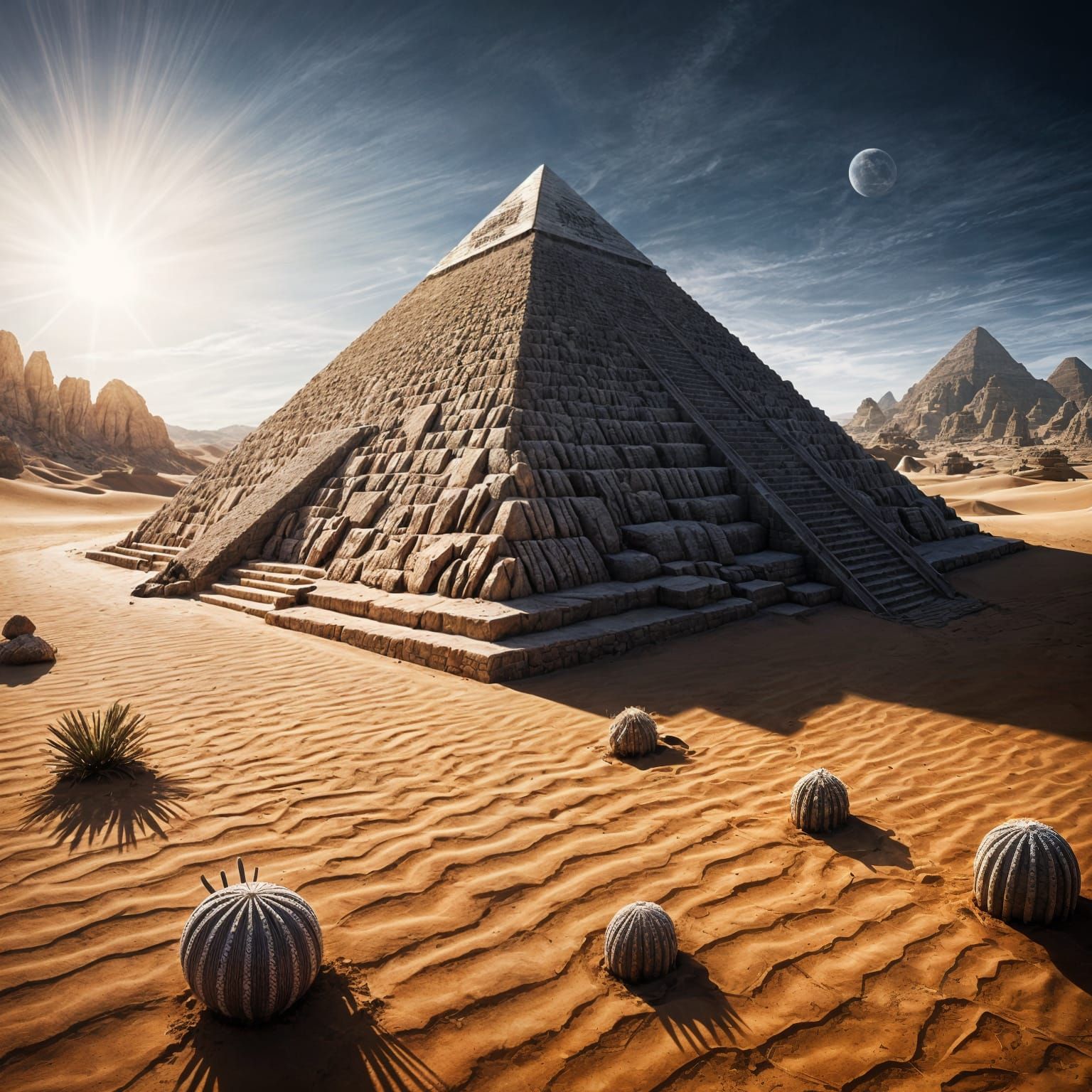 Hyperrealistic Desert Pyramid in Intricate Detail