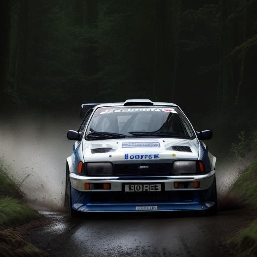 Ford Sierra Rally Car Jumps on Wet Scottish Stage