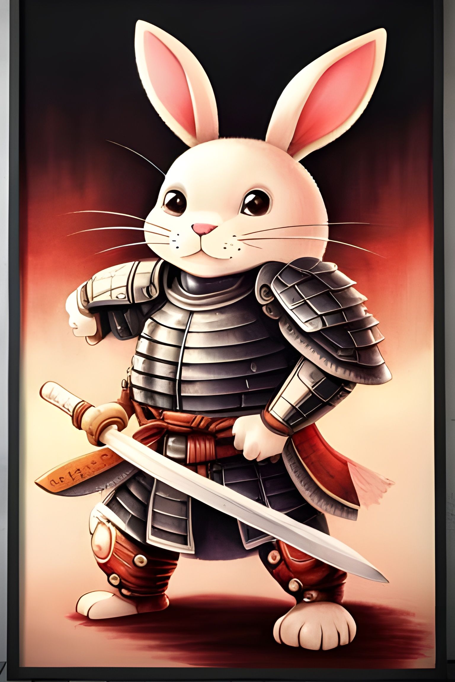 Cute Samurai Bunny in Ukiyo-e Style