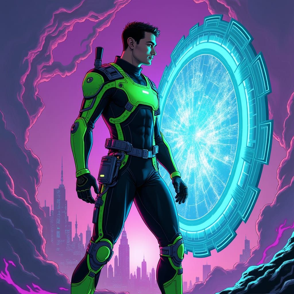 Futuristic Navigator in Comic Book Style