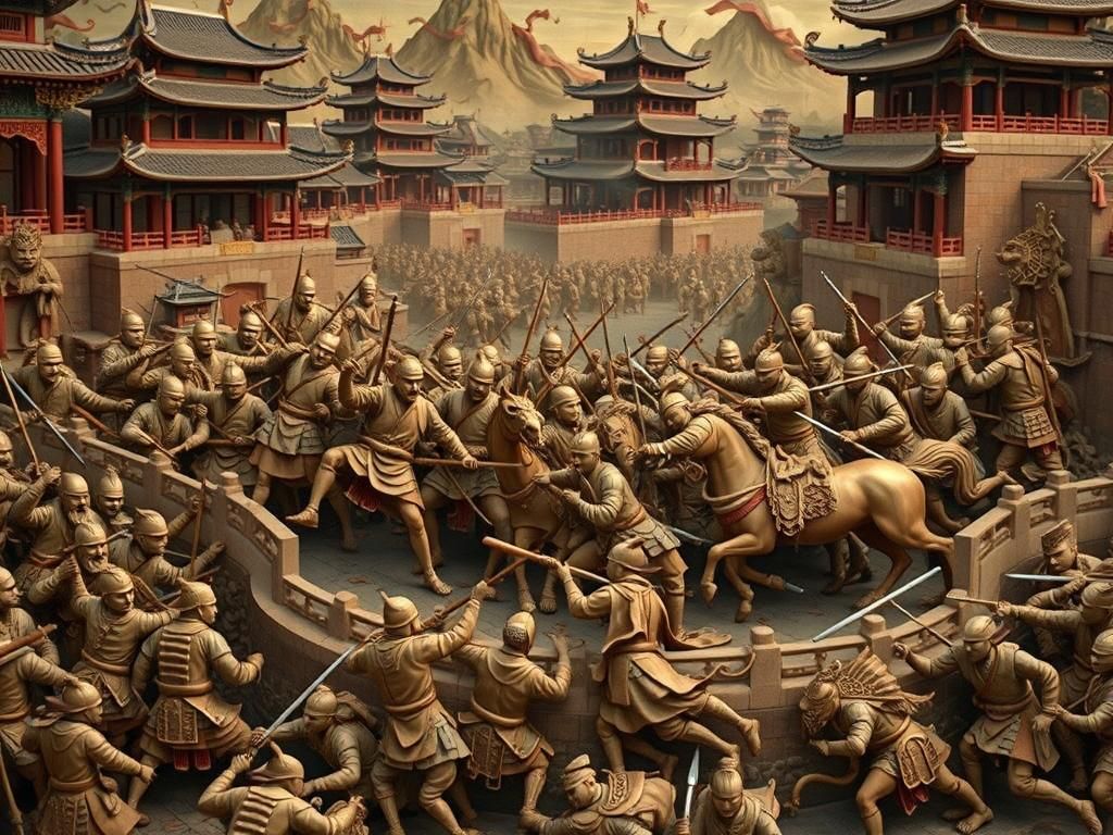 Epic Chinese Tribes Battle Woodcarving in Wudang Style