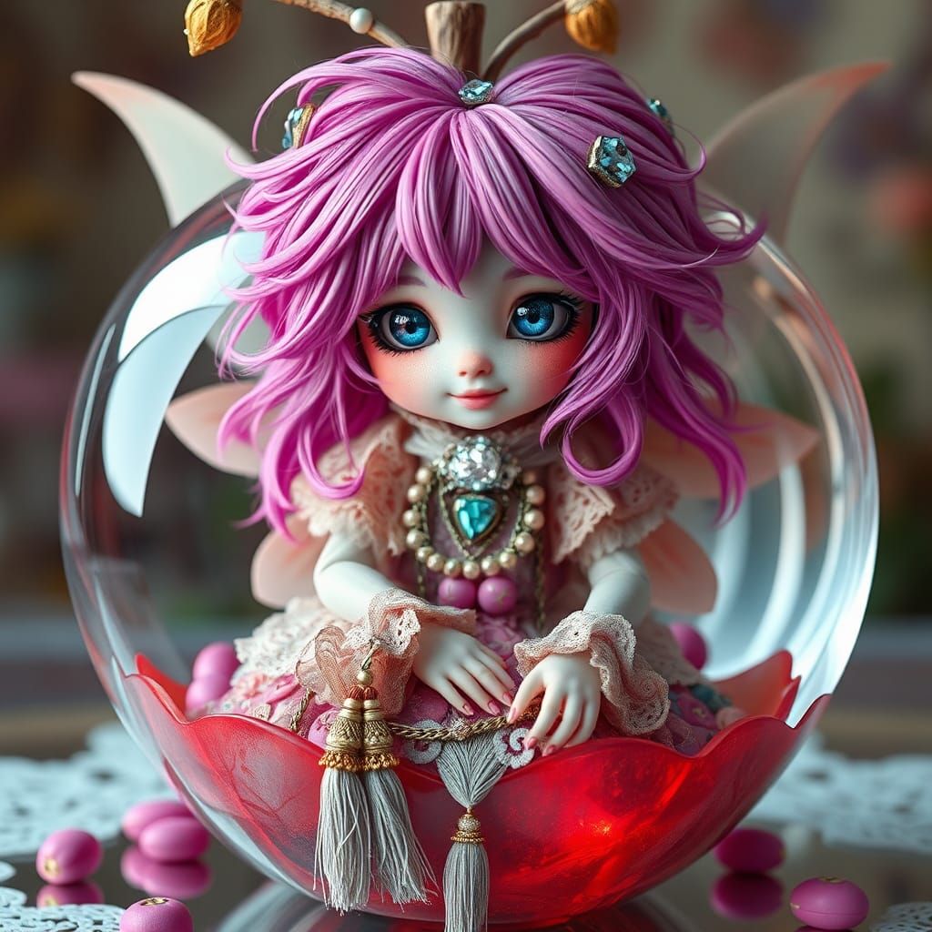 Pastel Pixie in Crystal Apple, Digital Illustration