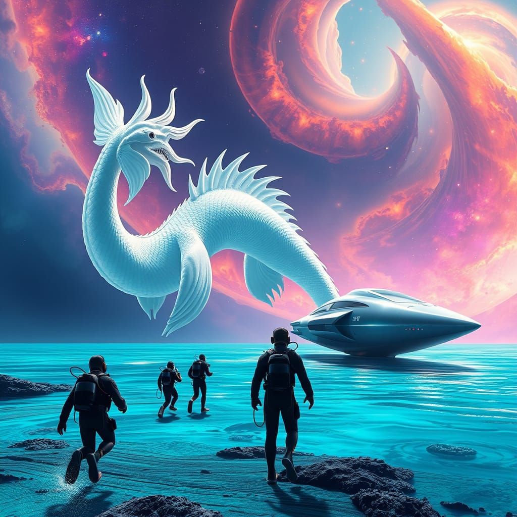 White Sea Dragon Guides Divers to Spaceship