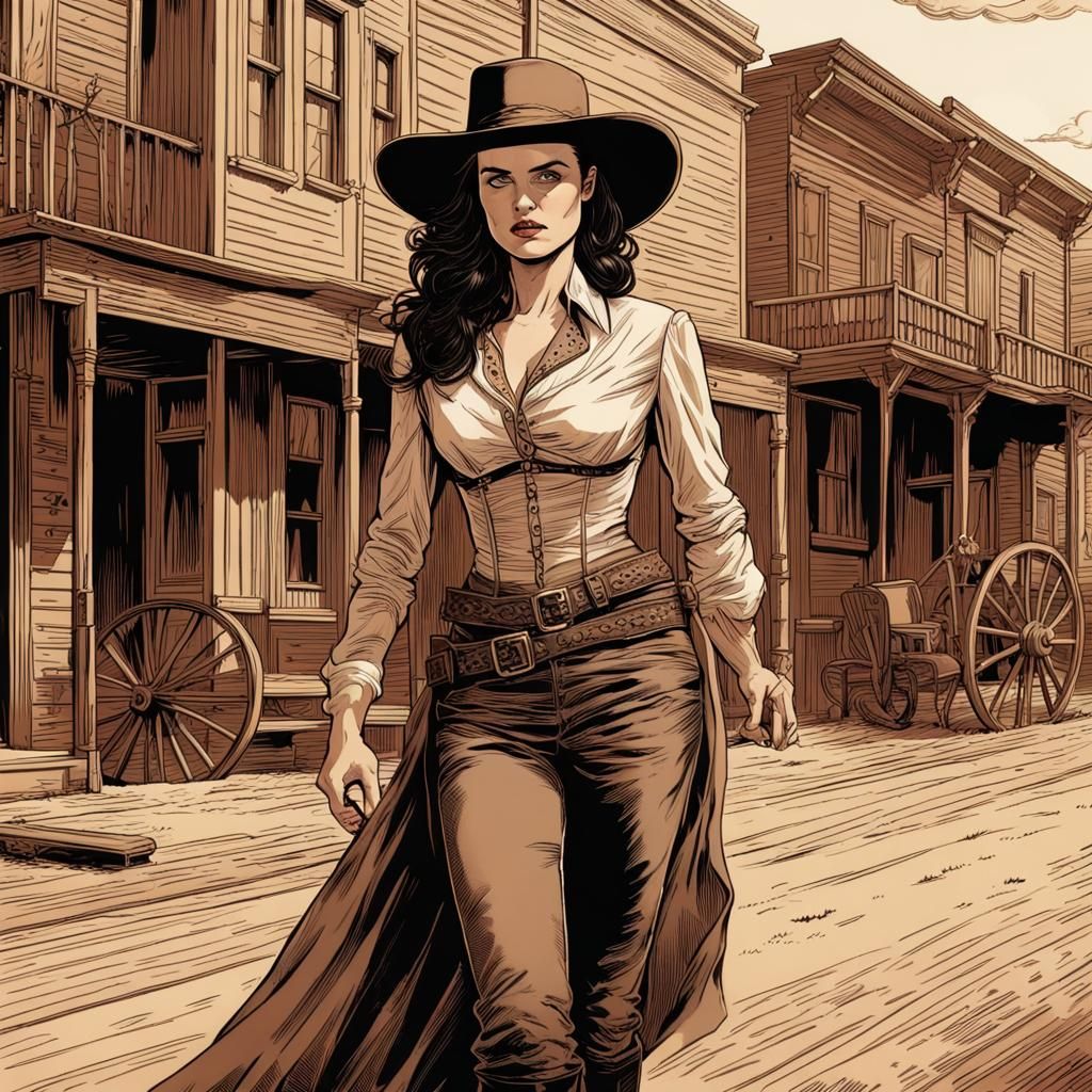 Wild West Gunslinger: Actress in 1880s Western Town