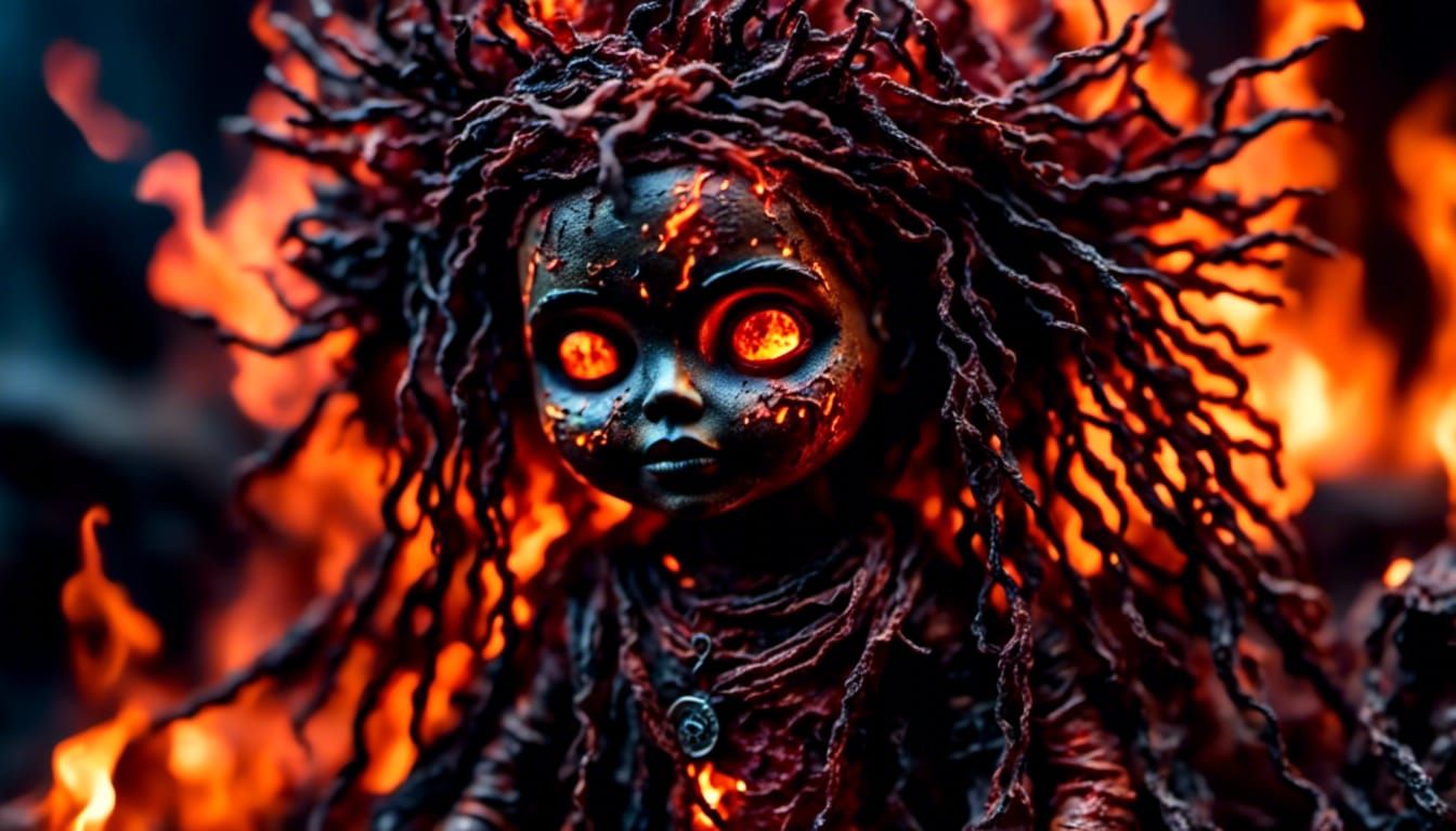 Macro Voodoo Doll Ablaze