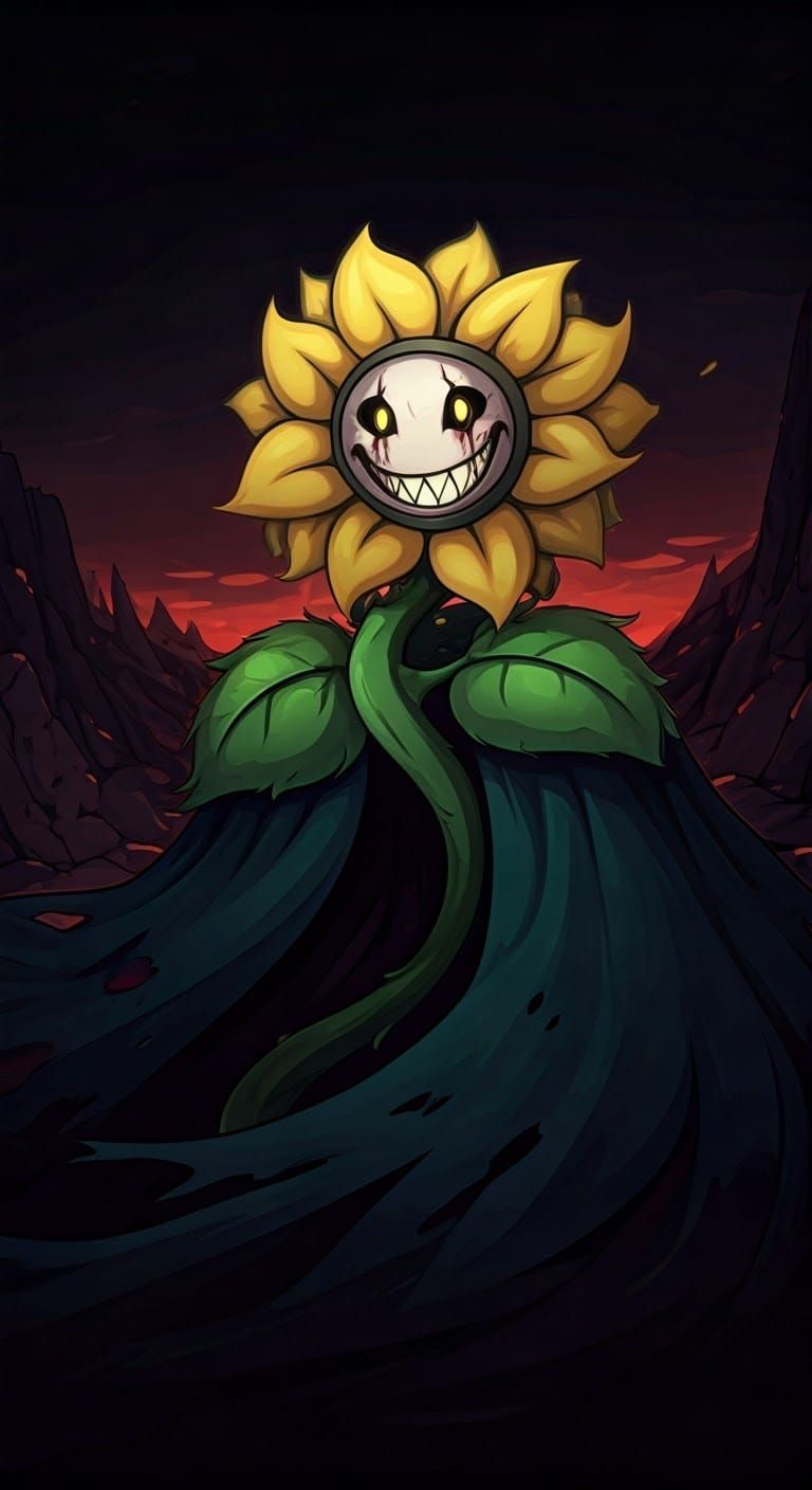 Menacing Omega Flowey in Pixel Art Style