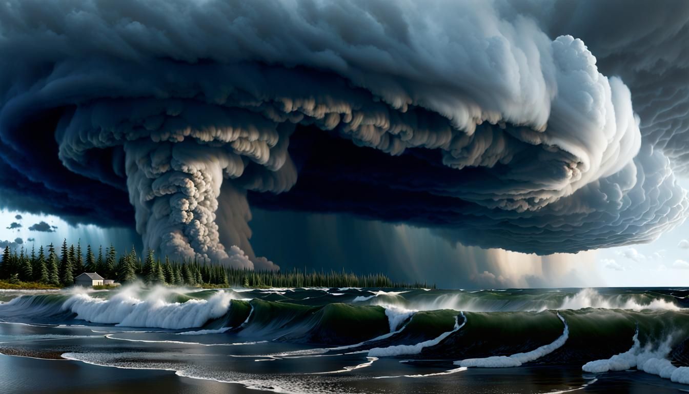 Photorealistic Perfect Storm of Elemental Disasters