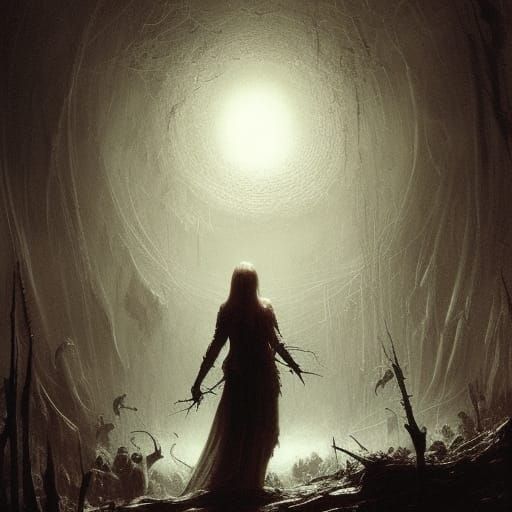 Nightmare Spider People in Gothic Horror Style