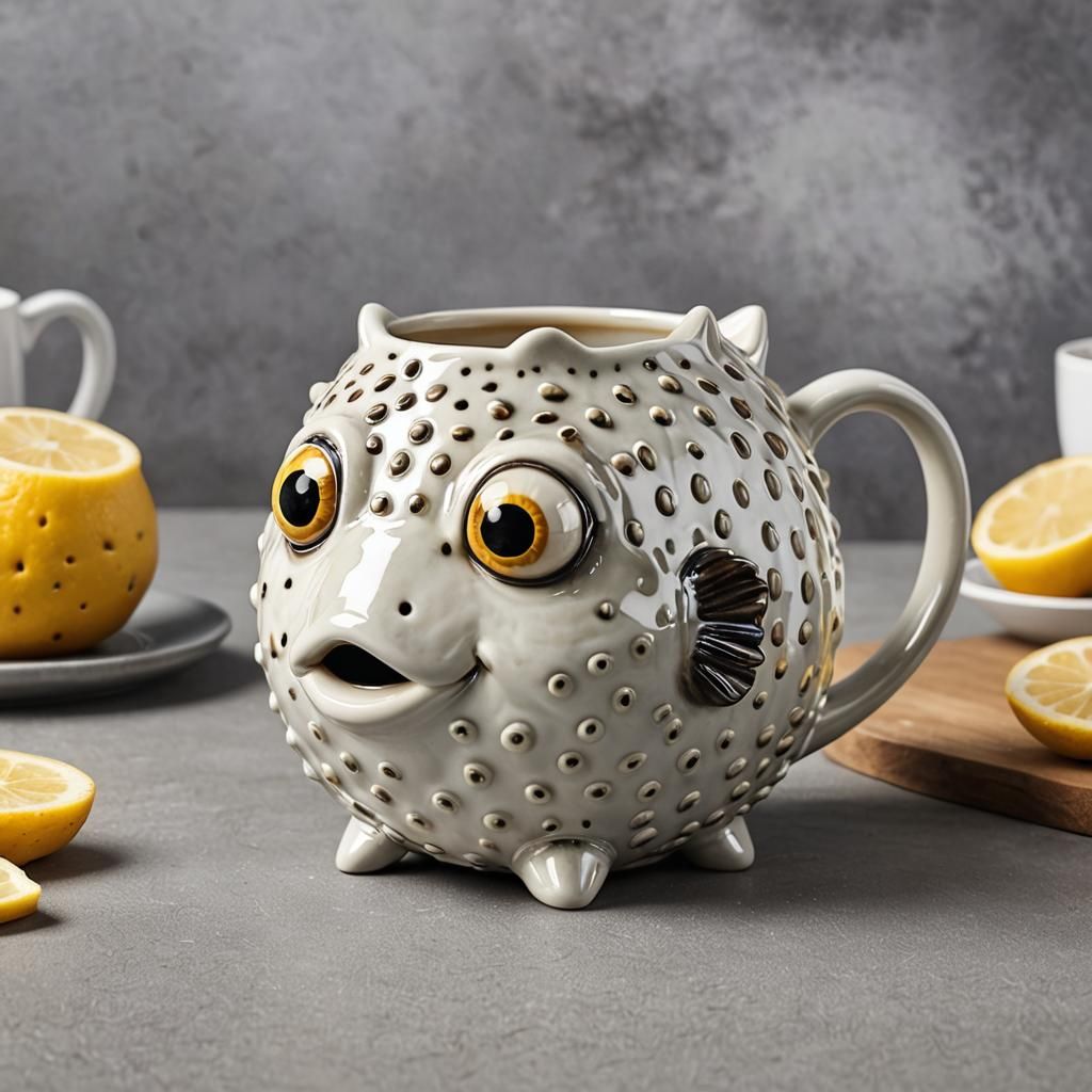 Puffer Fish Shaped Mug in Vibrant Colors