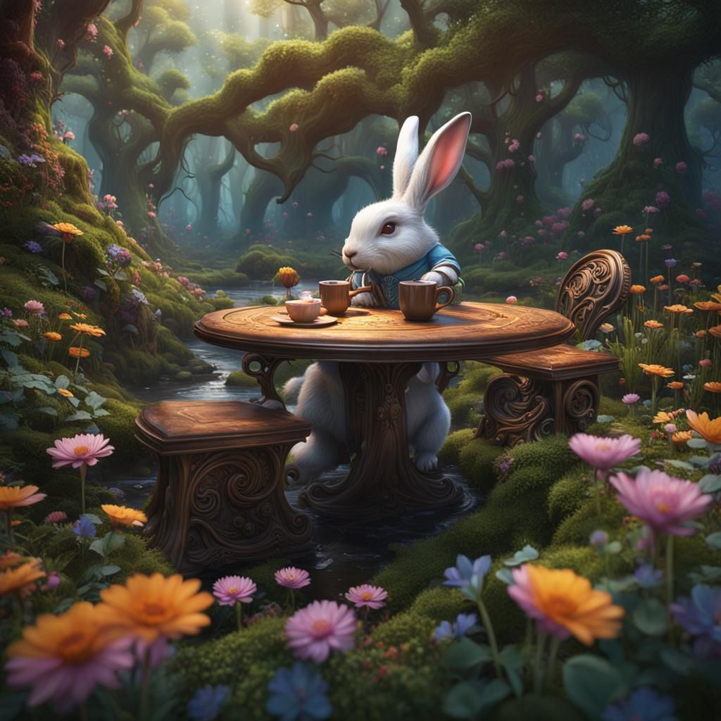 Upside Down Rabbit Forest: Detailed Matte Painting