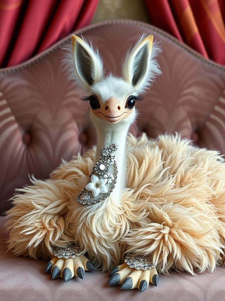 Ostrich with Happy Puppy Ears