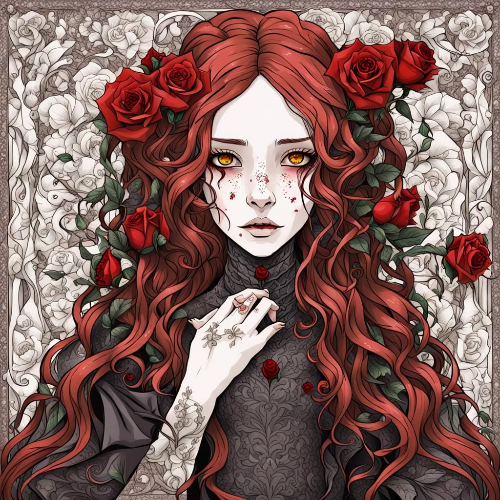 Gothic Devil Princess Portrait in Anime Style