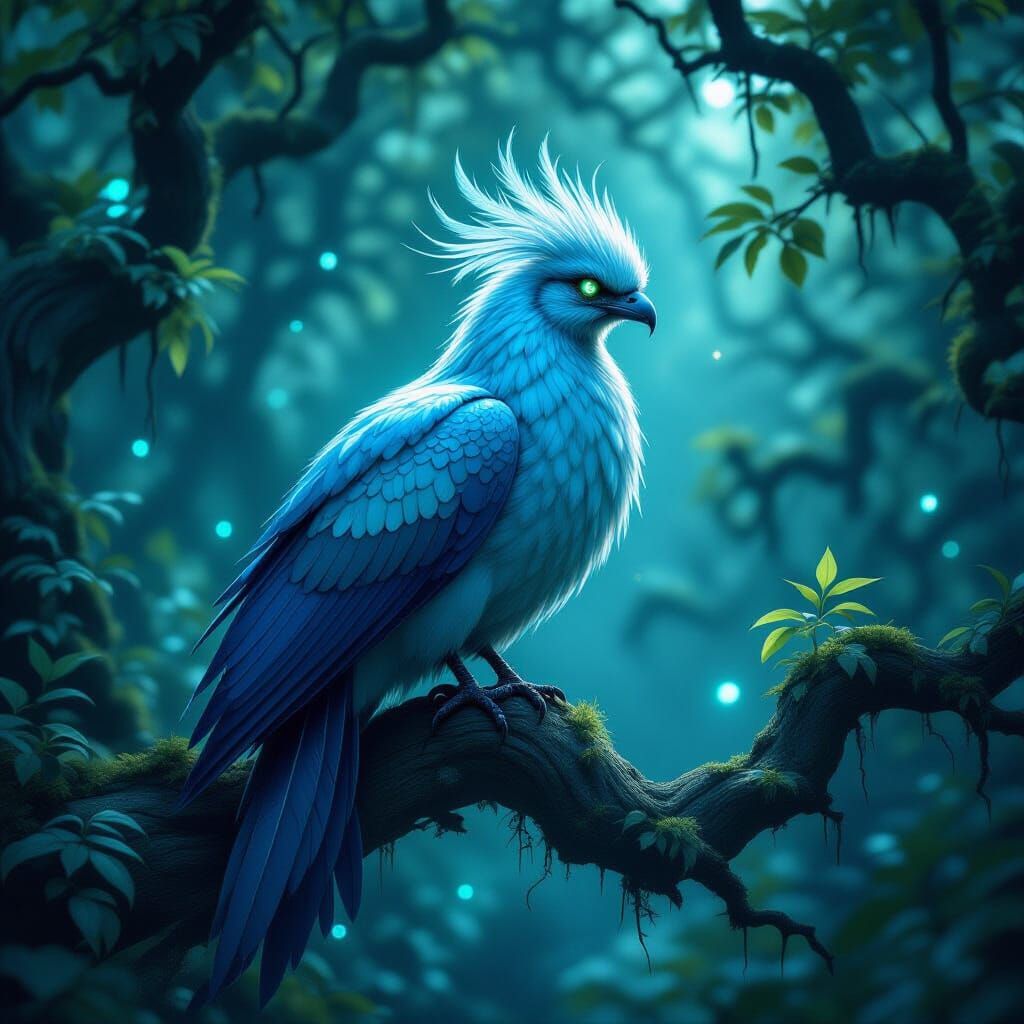 Majestic Cockatrice in Enchanted Forest Matte Painting