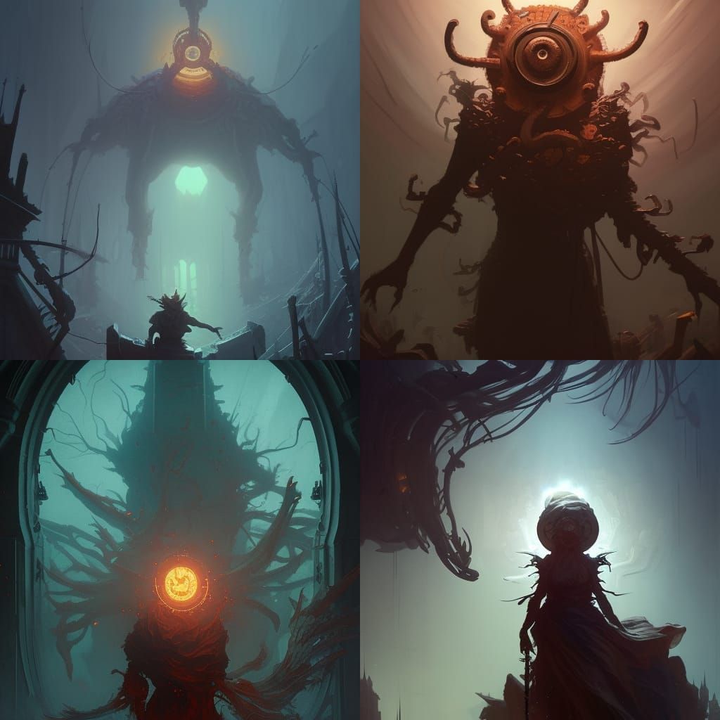 Hyperdetailed Beholder in Dark Fantasy Style