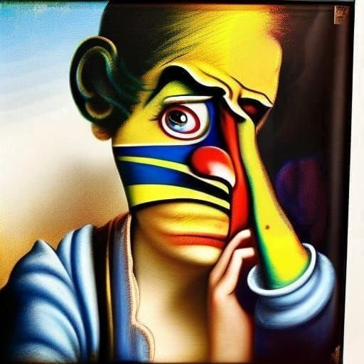 Neoclassical Art: Crying Clown Portrait
