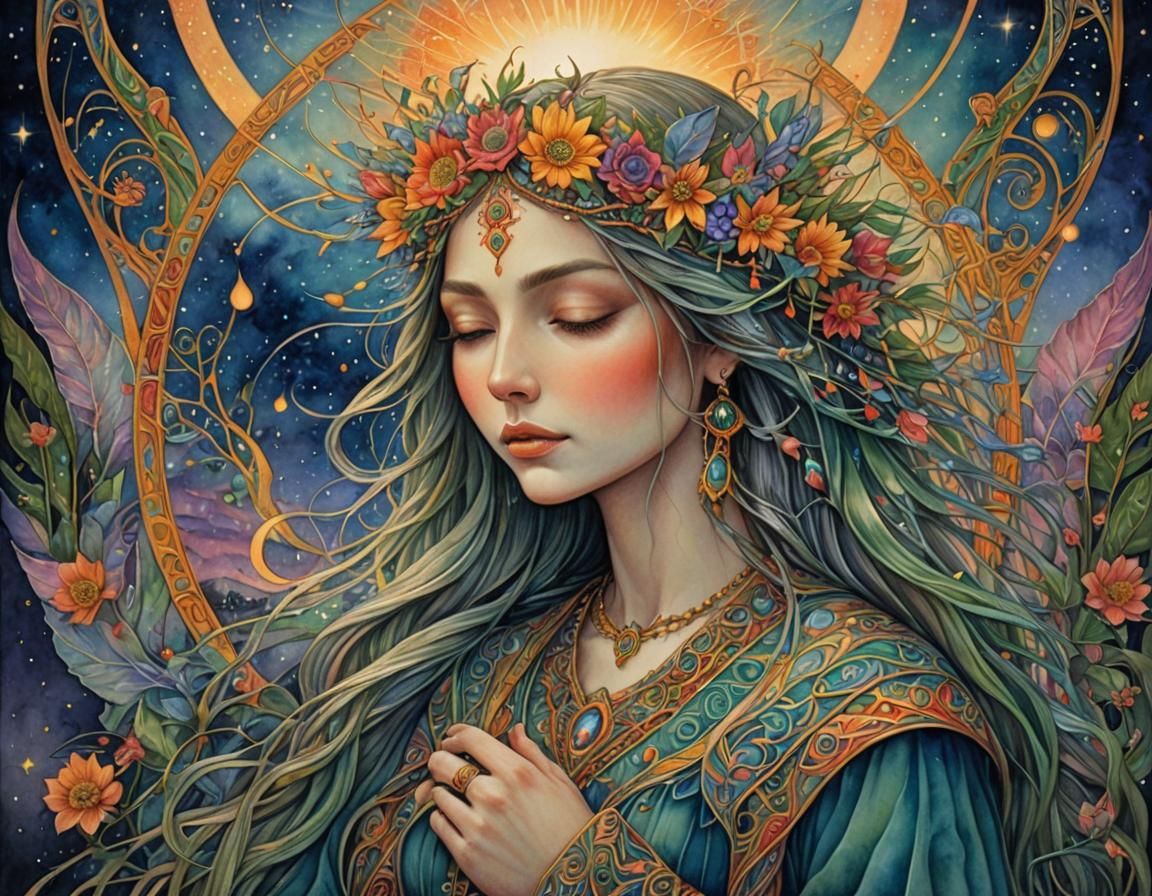 Fantasy Dawn: Watercolor and Ink Dreamscape