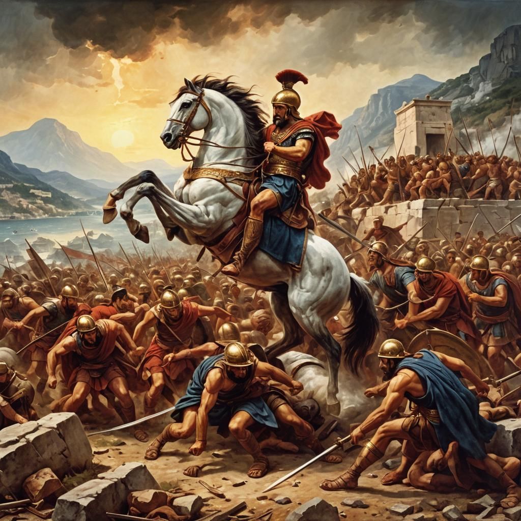 Battle of Thermopylae: Academic Oil Painting