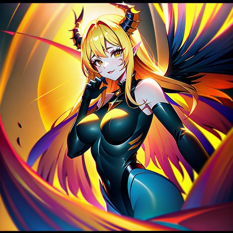 Titanic Demon Anime Girl in Sci-Fi Fantasy Style