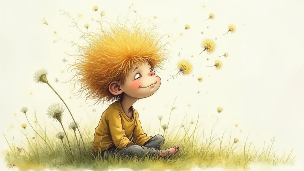 Dreaming Dandelion Creature in Fantasy Art Style