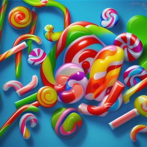Hyperrealistic Candy Art in Postmodern Style