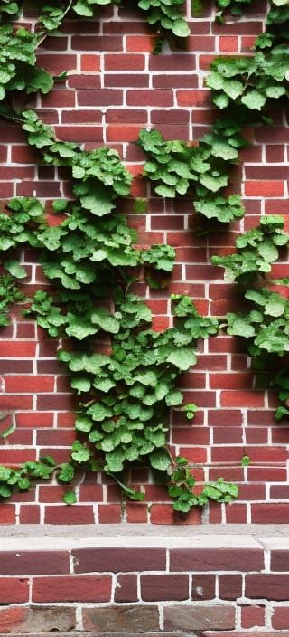 Creepy Vines on Red Brick Wall: Surreal Maximalism