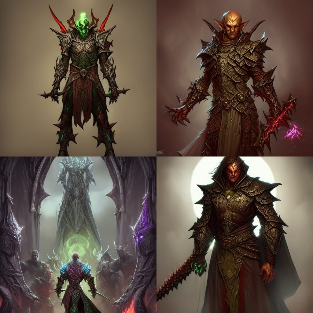 Half-Elf Warlock Character Portrait in Dark Fantasy Style