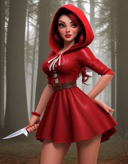 Little Red Riding Hood Pin-Up in CGI Style