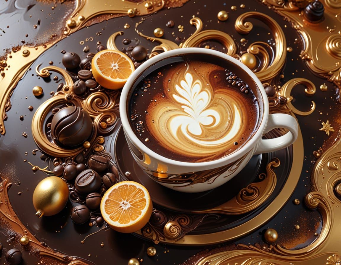 Sumptuous Coffee Chocolate Sculpture in Cosmic Impasto Style