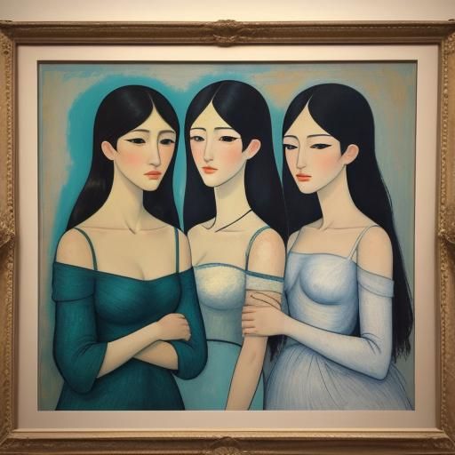 Korean Girls Portrait in Neoclassical Style