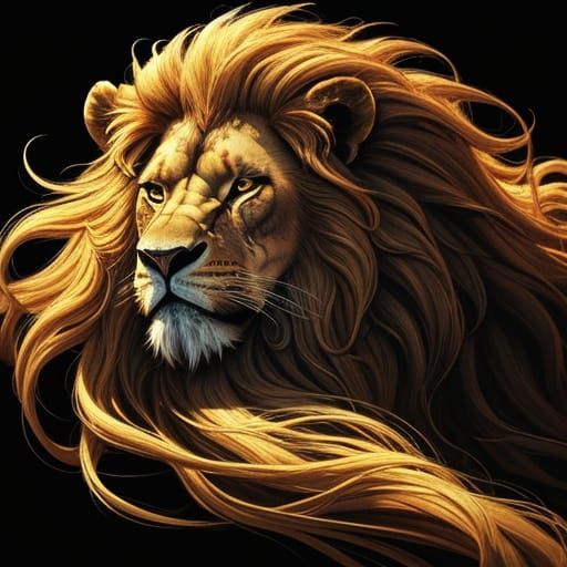 Mighty King Lion's Regal Golden Mane in Concept Art
