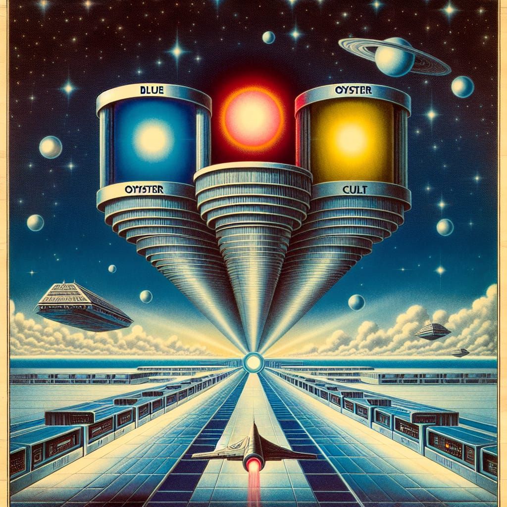 Futuristic Cylindrical Structure in Retro Sci-Fi Style