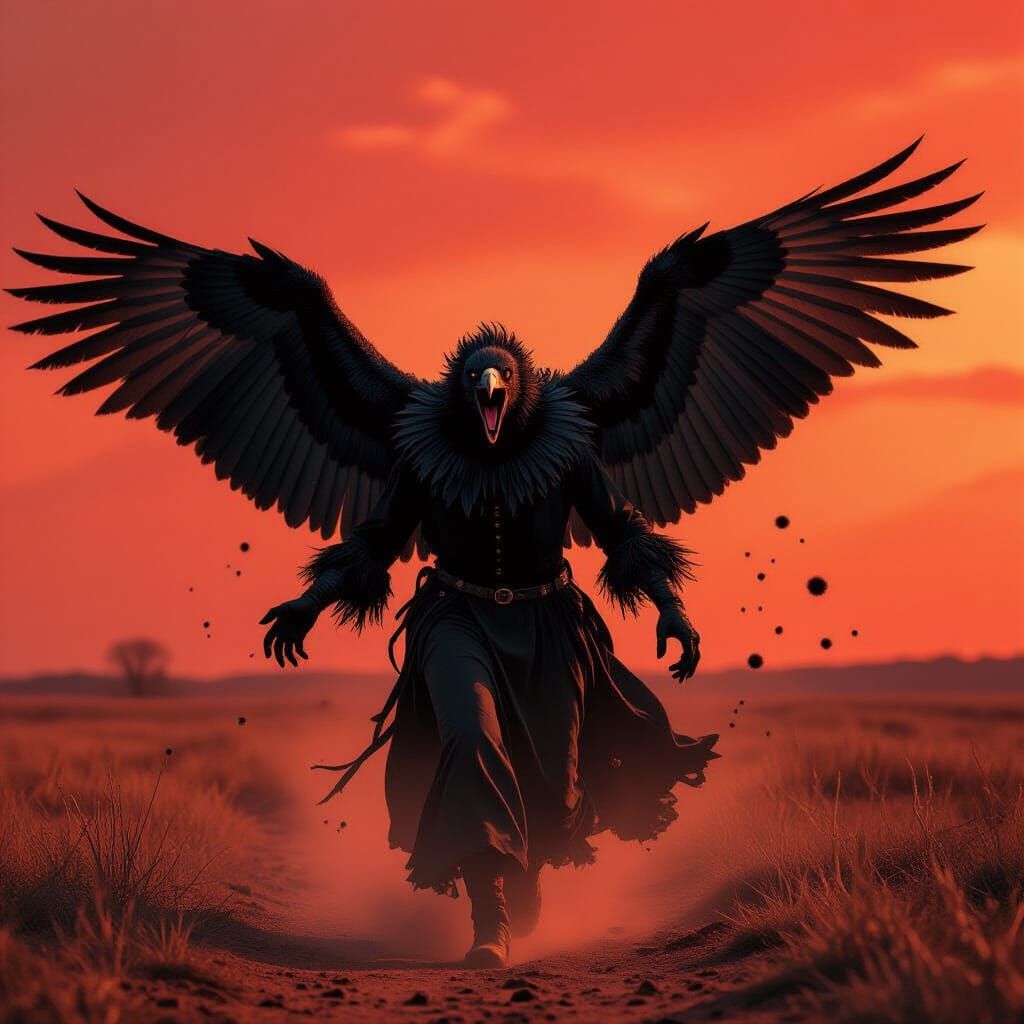 Vulture Demon Unleashing Sonic Blast in Gothic Horror Style