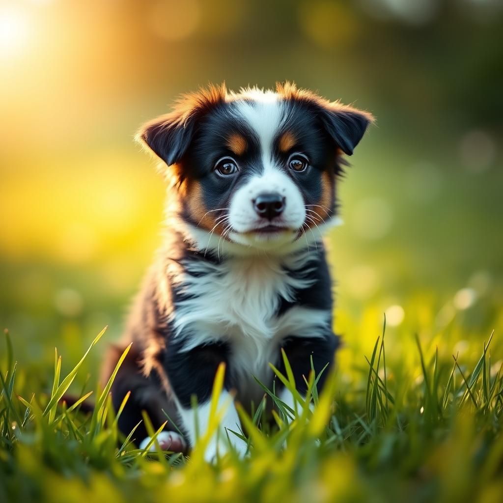 Adorable Border Collie Puppy in Meadow