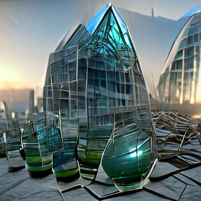 Futuristic Glass City Architecture