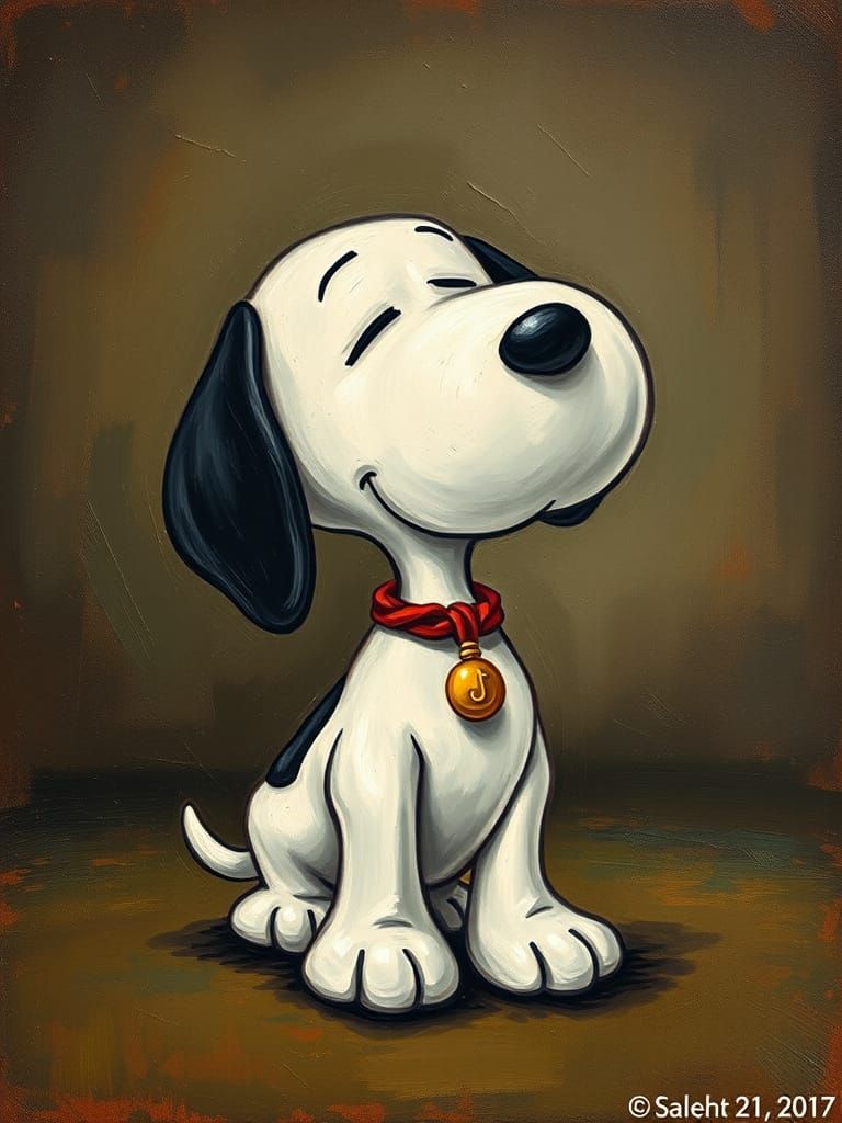 Snoopy Oil Painting in Renaissance Style