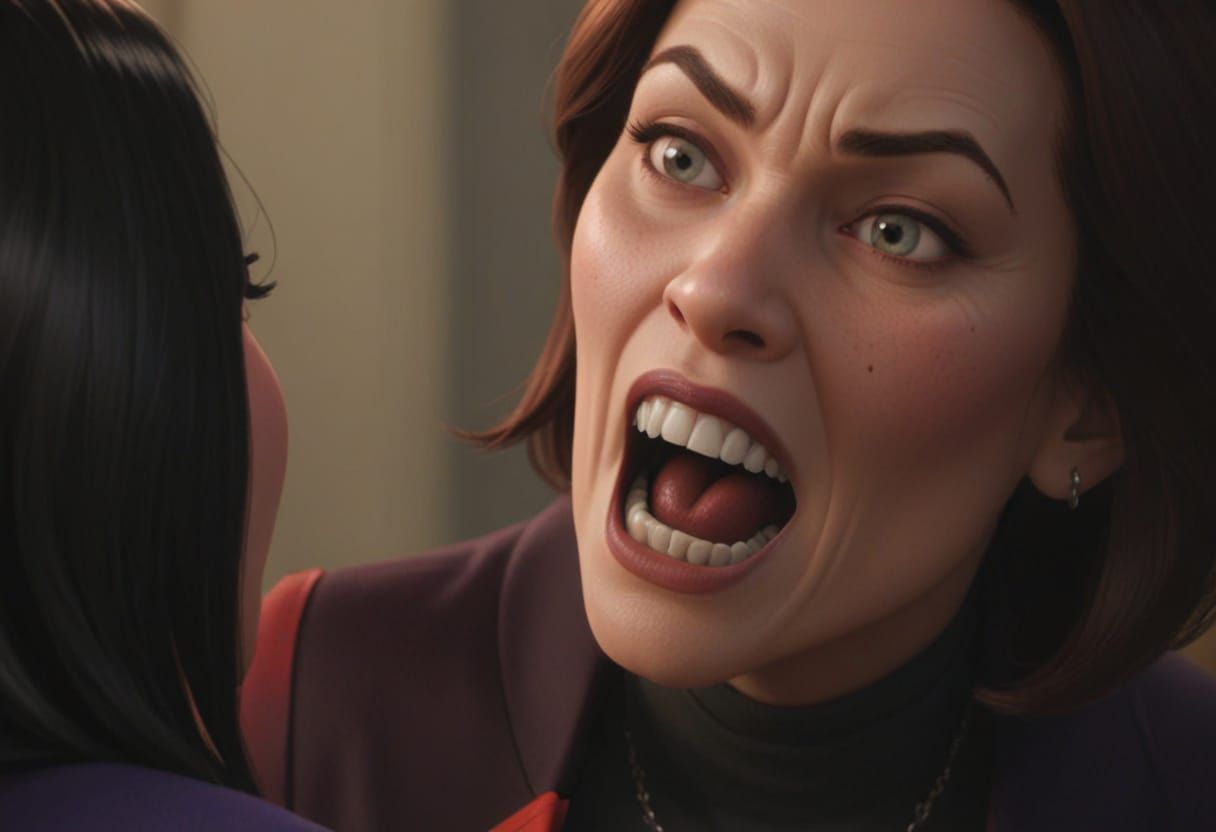 Vampire Aunt Cass from Big Hero 6 Ready to Bite Little Girl