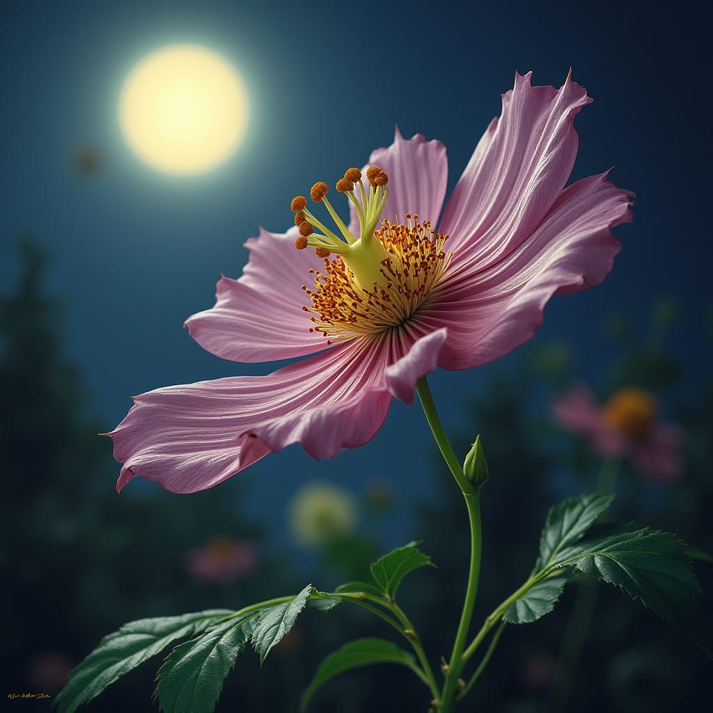 Mystical Moonflower Blooms on a Distant Alien World