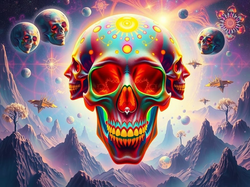 Ethereal Astral Entity Unveils Cosmic Dance of Human Faces