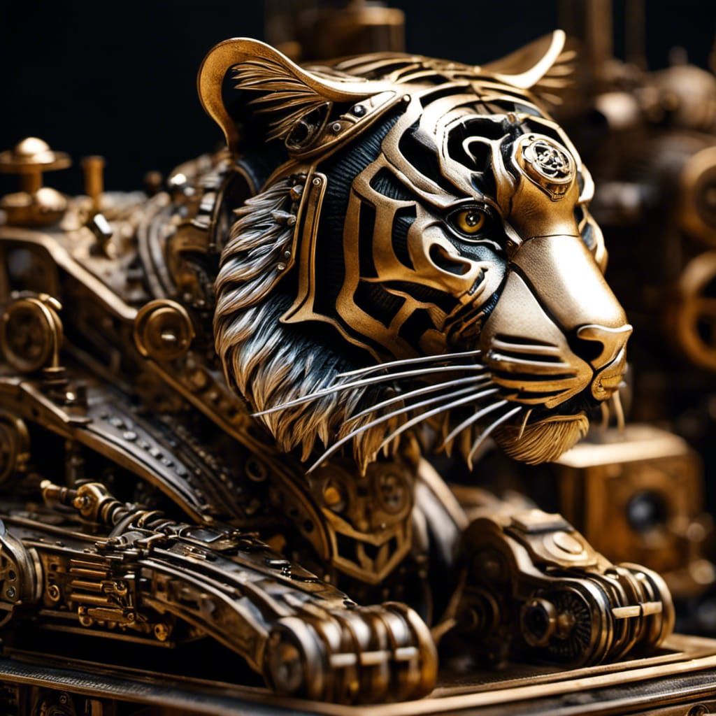 Steampunk Automaton Tiger in Verne Style