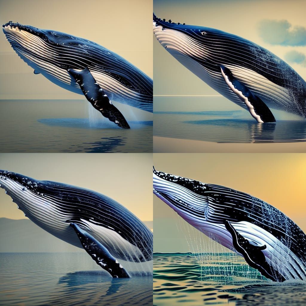 Hyperrealistic Whale in Dynamic Lighting, 8K Concept Art