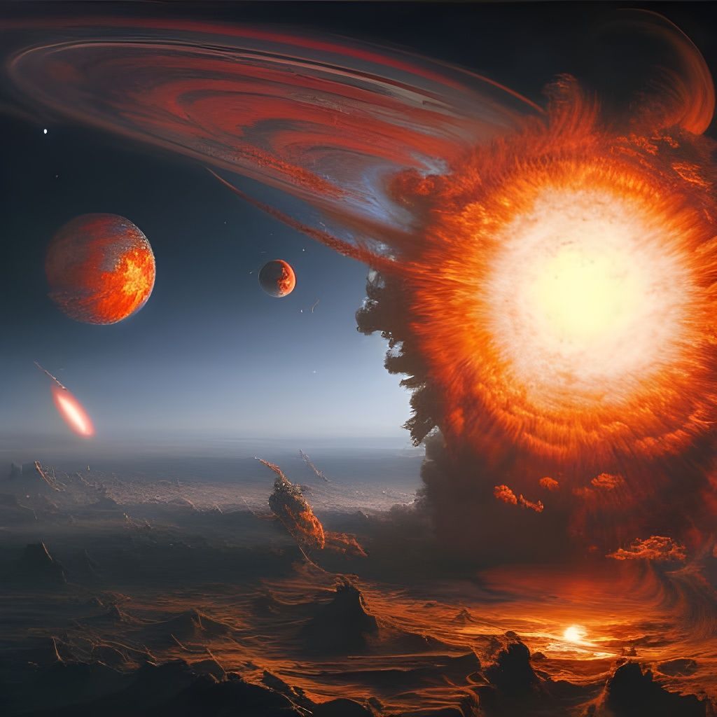 Colorful Planet Exploding in Space: Hyperrealistic 8k