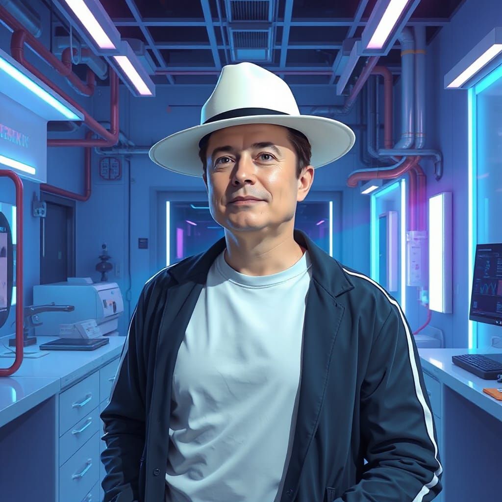 Futuristic Visionary in Neon Tech Lab