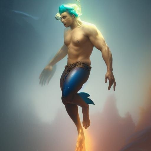 Handsome Merman Concept Art in 8K Resolution