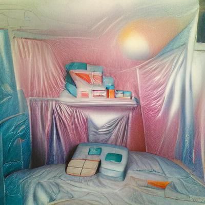 80s Pastel Liminal Bedroom in Hyperrealism