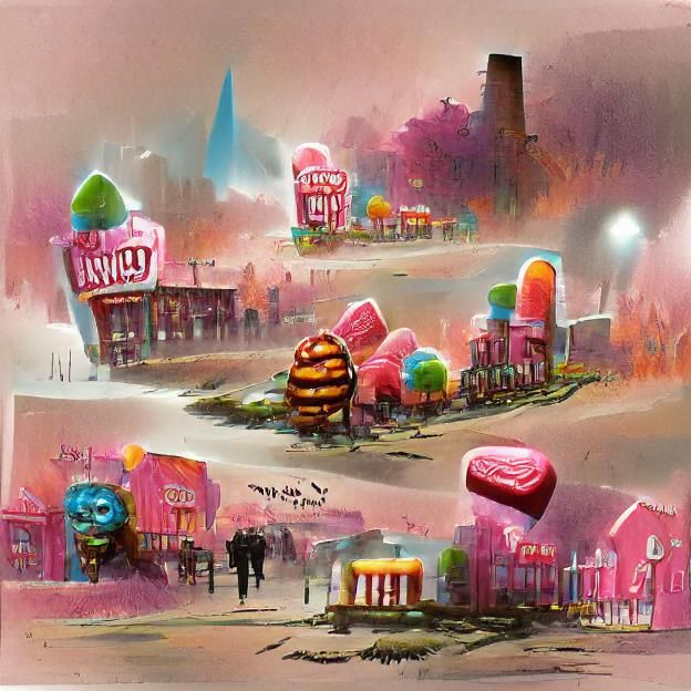 Colorful Candy City Concept Art