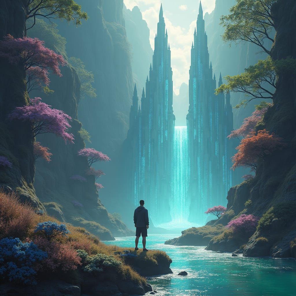 Surreal Dreamscape with Iridescent Forests in 8K